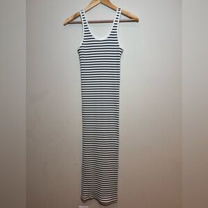 H&M Black and White Striped Midi Tank Dress